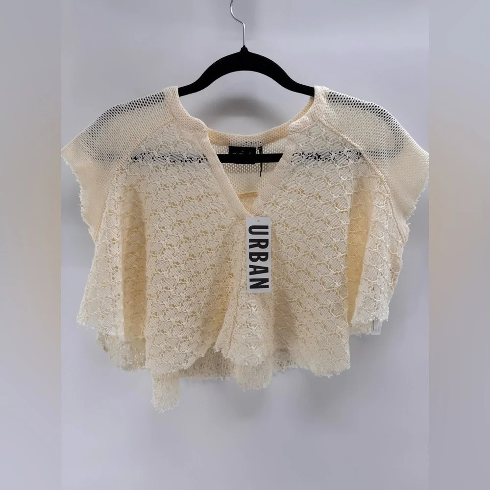 NWT URBAN OUTFITTERS Out From Under 100% Cotton Cropped Layering Top Ivory Sz S